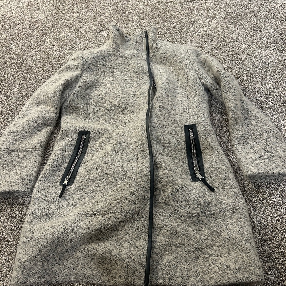 Calvin Klein Gray Trench Coat with Black Trim